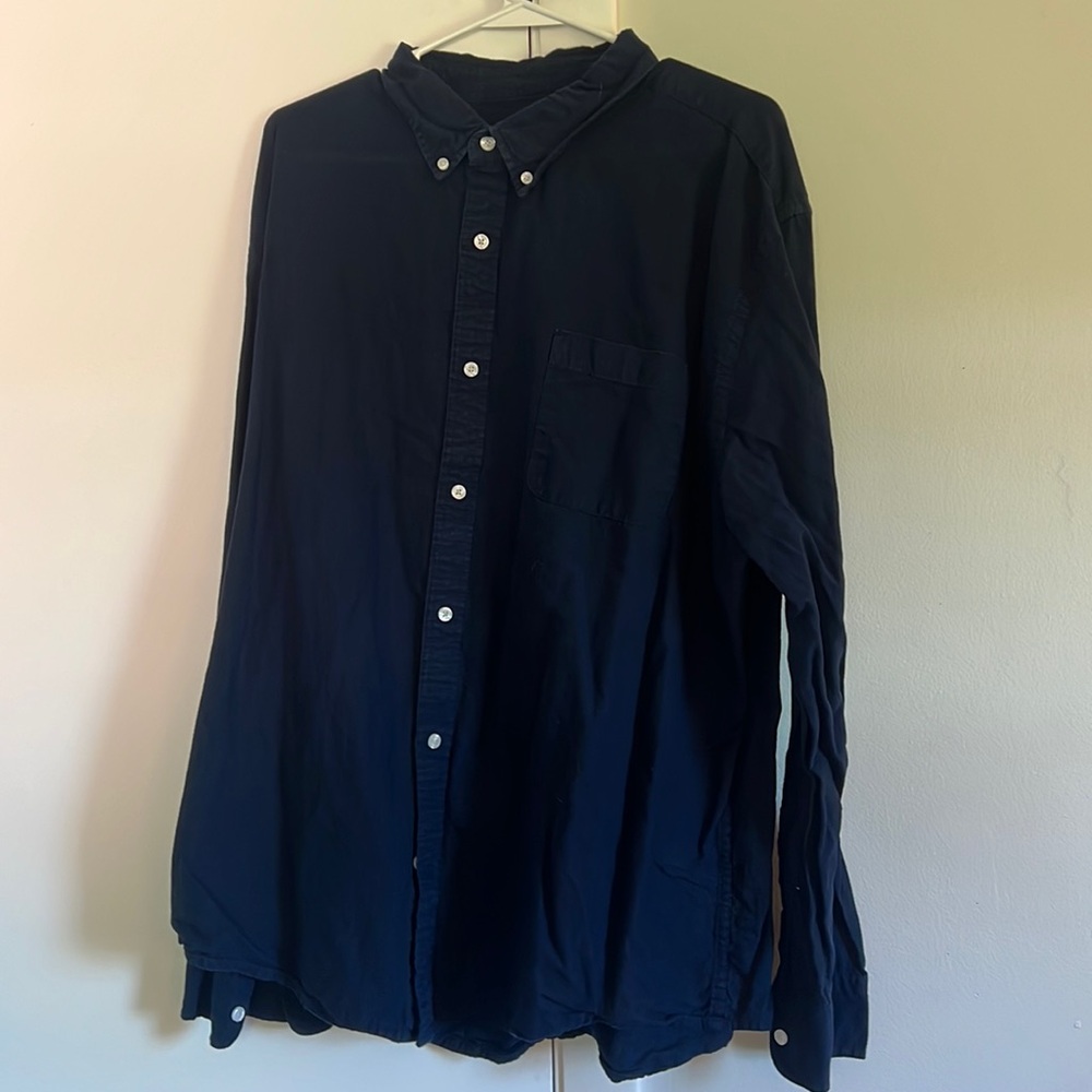 Mens Casual Navy Blue Button Down